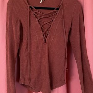 Free People Lace up top